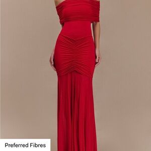 Red Off-Shoulder Maxi Dress